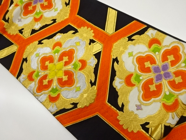 JAPANESE FUKURO OBI / WOVEN KIKKO WITH FLOWER